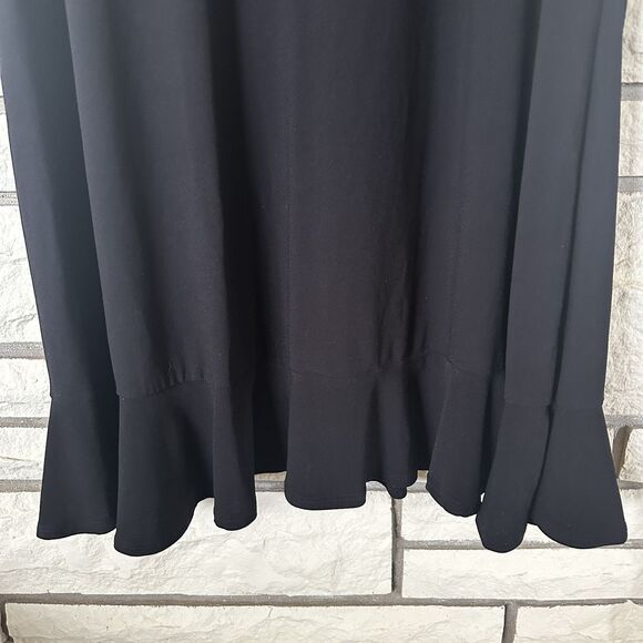 CeCe Shift Dress Clip Dot Sheer Sleeves Black Dress Ruffled Hem Minimalist Sz 2X - Picture 4 of 5